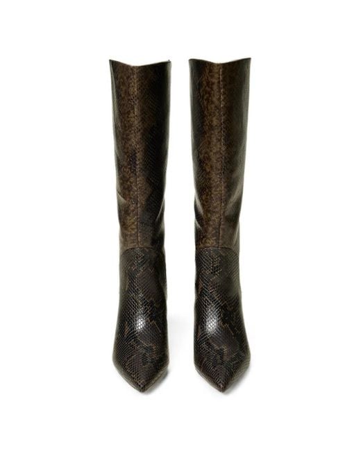 Twinset Black Stiefel Mit Pythonleder-Print