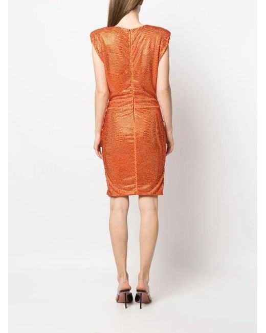 Philipp Plein Orange Robe Ajustée À Design Strassé
