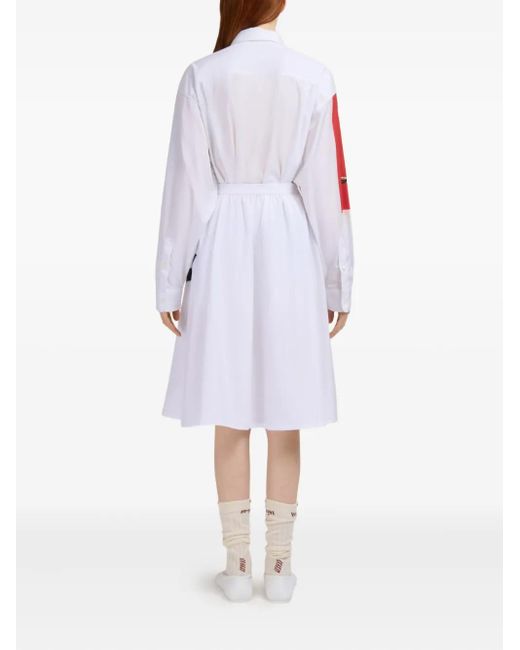 Marni White Patchwork-Design Midi Skirt