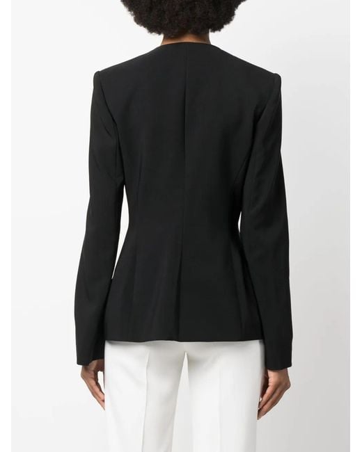Genny Black Single-Breasted Asymmetric-Lapel Blazer