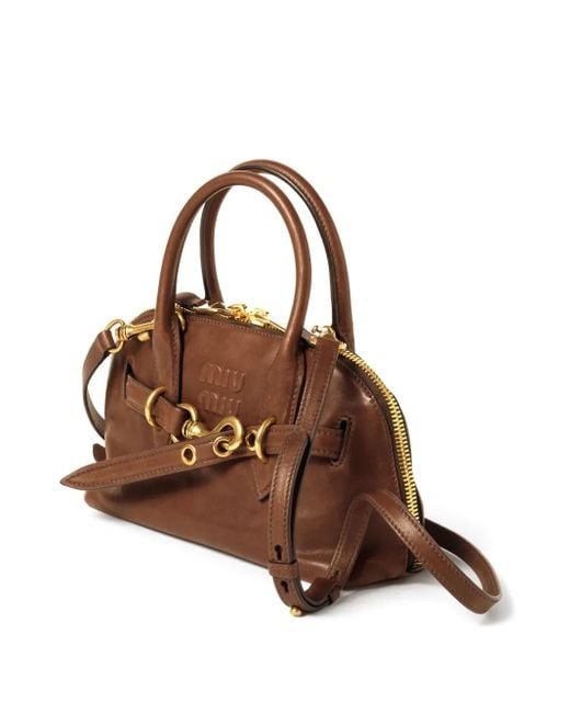 Miu Miu Brown Aventure Leather Tote Bag