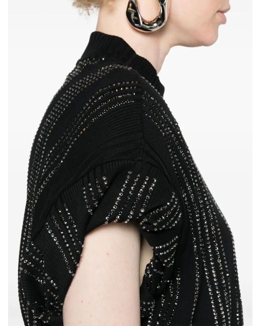 The Attico Black Laurie T-Shirt With Decoration