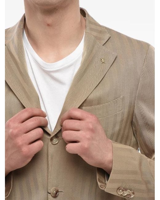 Corneliani Natural Herringbone Cotton Blazer for men