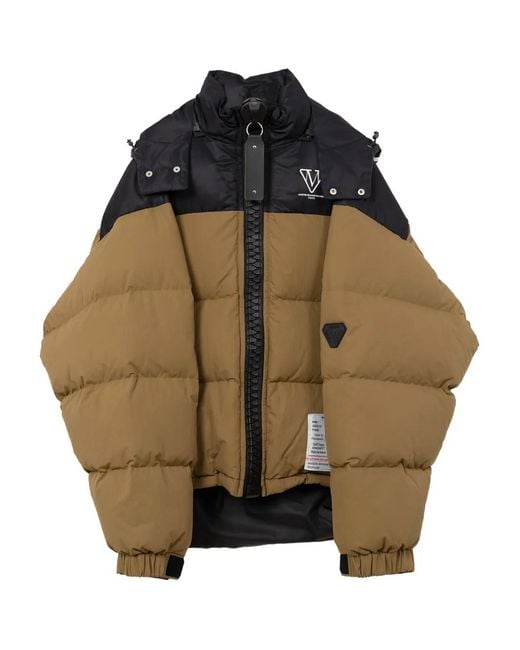Maison Mihara Yasuhiro Brown Two-tone Hooded Down Jacket for men