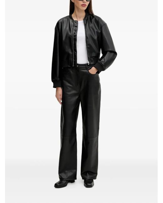 HUGO Black Zip-Front Ribbed-Cuff Jacket