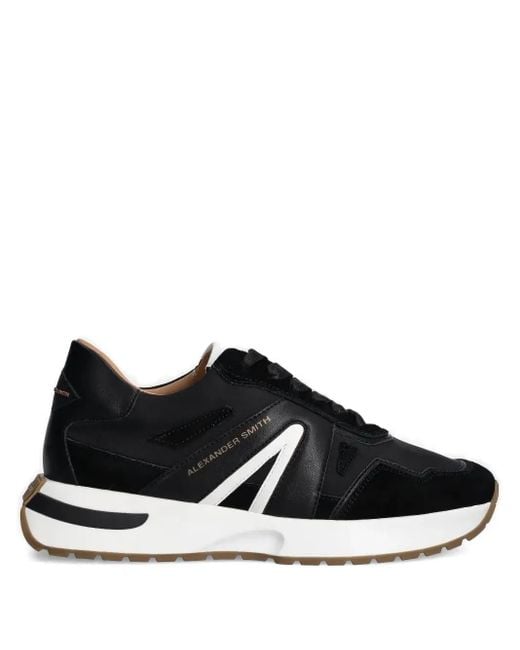 Alexander Smith Black Panelled Lace-Up Sneakers for men