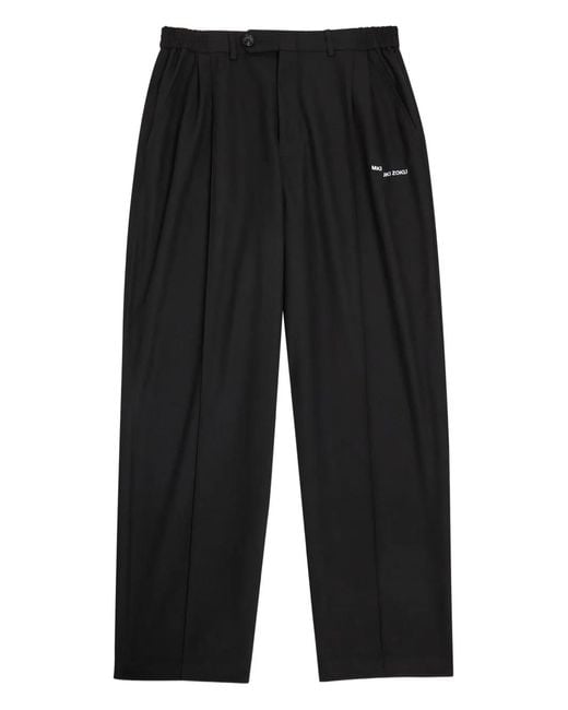 MKI Miyuki-Zoku Black Logo-Embroidered Wide-Leg Trousers for men