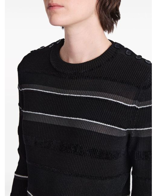 Proenza Schouler Black Striped Ribbed Sweatshirt