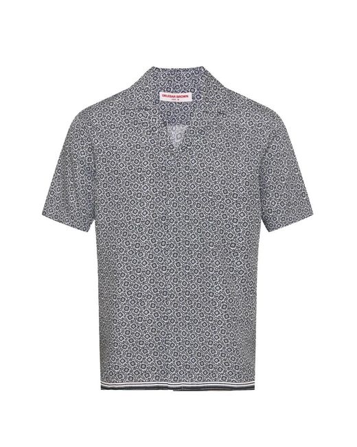 Orlebar Brown Gray Maitan Pattern Shirt for men