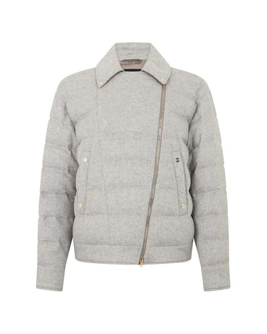 Herno Gray Padded Asymmetrical-Zip Jacket