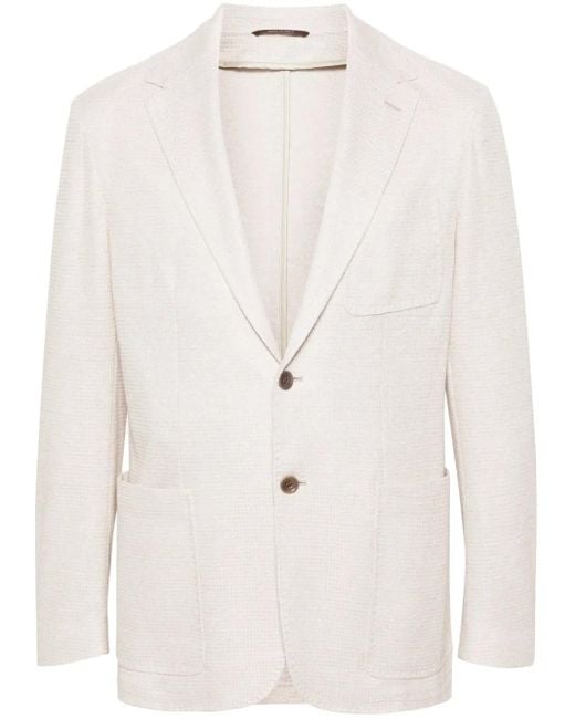 Canali Natural Mélange-Effect Single-Breasted Blazer for men