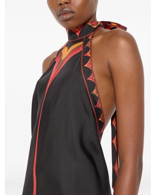Emilio Pucci Red Robe En Soie À Imprimé Fari