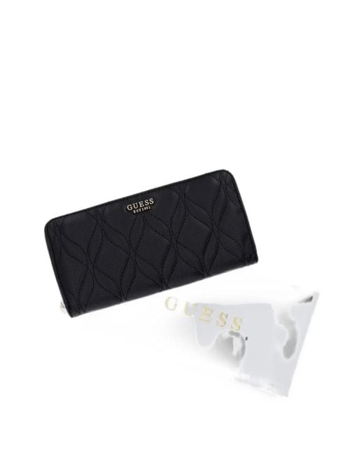 Guess Black Quilted Logo-Detail Wallet