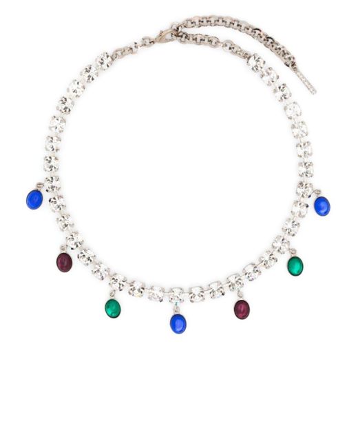 Alessandra Rich Crystal Pendants Necklace in het White