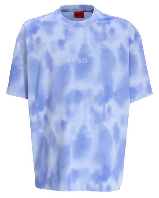 T-shirt con fantasia tie-dye di HUGO in Blue da Uomo