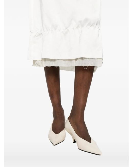 Totême White Layerd Midi Skirt