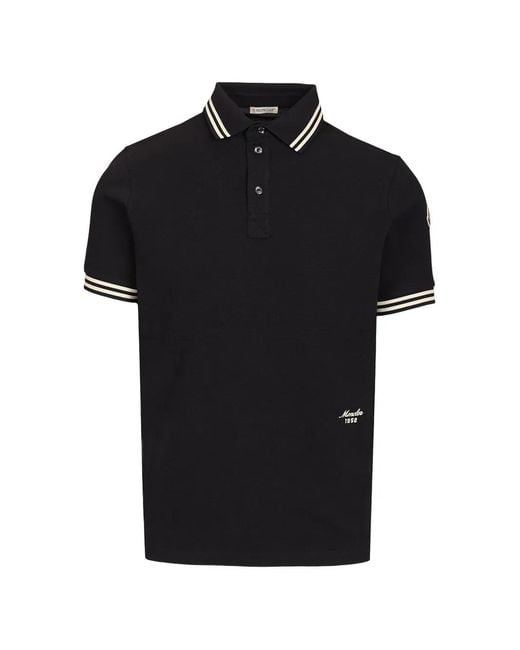 Moncler Black Logo-Patch Polo Shirt for men