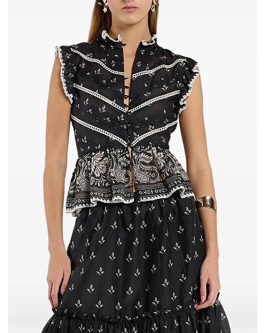CHRISTY LYNN Black Artie Floral-Print Top