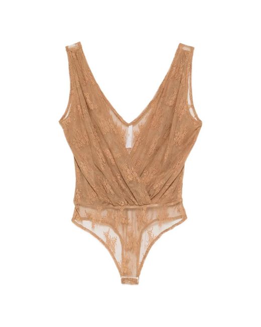 Imperial Brown Lace V-Neck Bodysuit