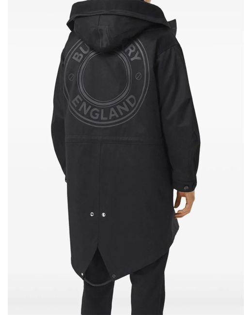 Burberry Black Logo-Print Parka Coat for men