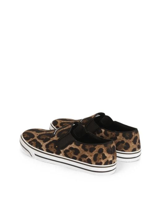 Dolce & Gabbana White Leo-Print Canvas Dg Sailing Sneakers for men
