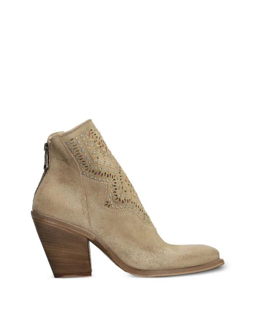 METISSE White Suede Ankle Boots