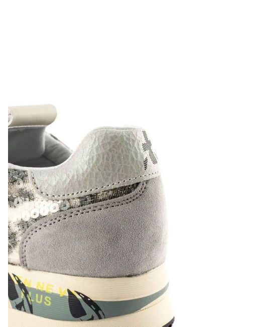 Premiata White Connie Leopard-Print Sequin Sneakers
