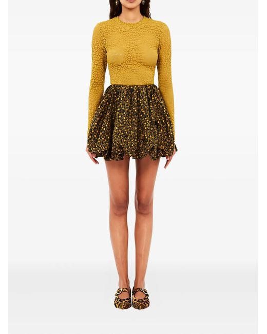 Ulla Johnson Green Bubble-Effect Printed Mini Skirt