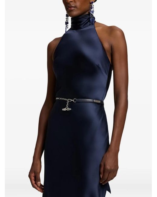 Ralph Lauren Blue Chilton Halterneck Open-Back Top
