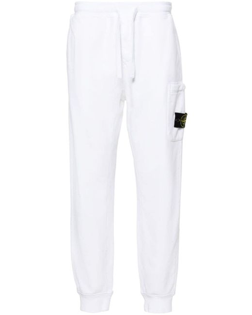 Stone Island White Compass-badge Cotton Track Pants for men