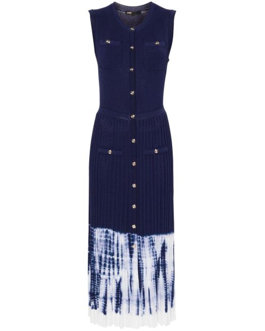 Maje Geribbelde Maxi-jurk Met Tie-dye Print in het Blue