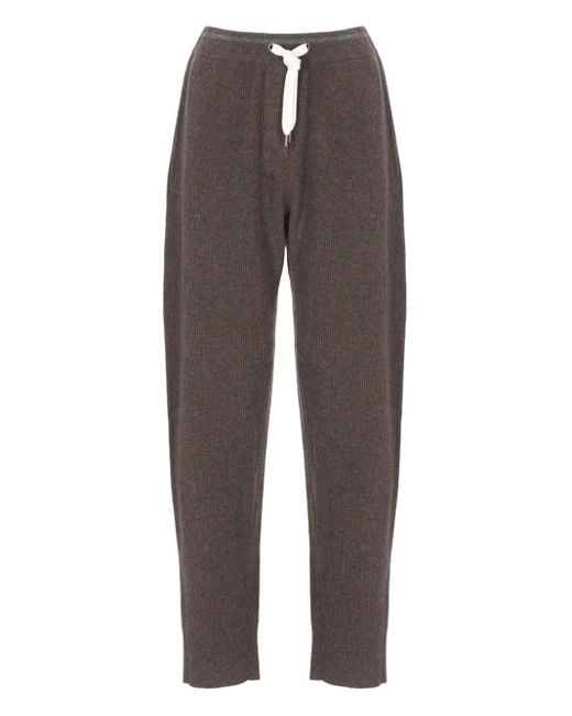 Brunello Cucinelli Brown Ribbed Drawstring Track Pants