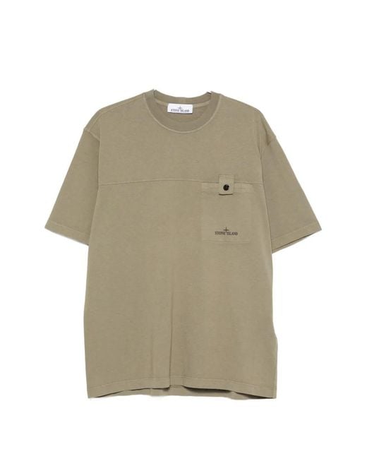 Stone Island Natural Logo-Print Chest-Pocket T-Shirt for men