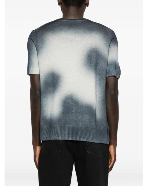 Vivienne Westwood Blue Gradient Knit T-Shirt With Ribbed Details for men