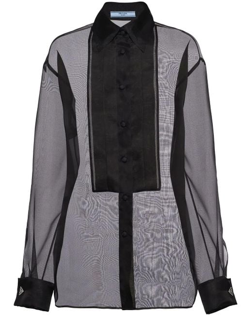 Chemise En Organza À Effet De Transparence Prada en coloris Black