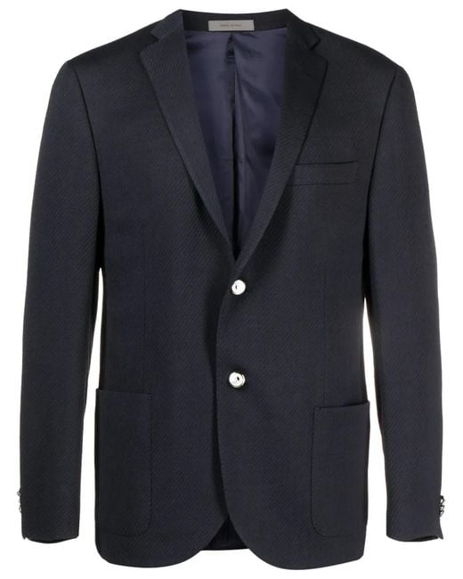 Corneliani Blue Textured-Finish Single-Breasted Blazer for men