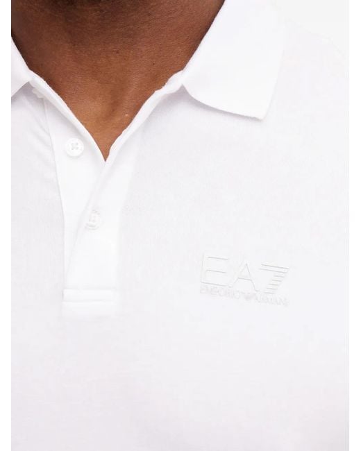 EA7 White Logo-Print Short-Sleeve Polo Shirt for men