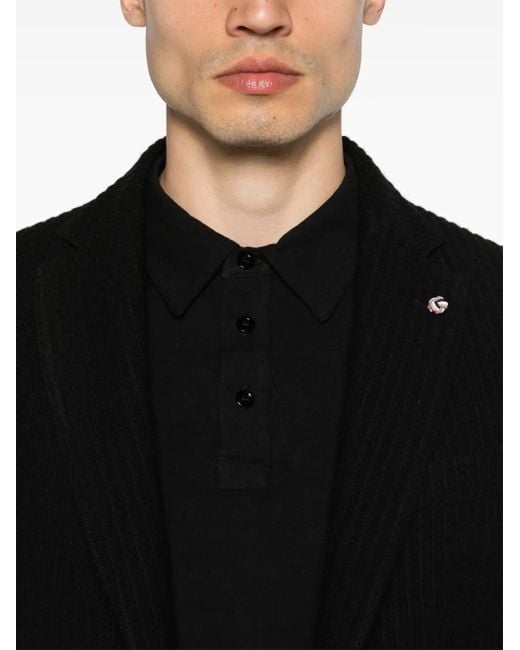 Majestic Filatures Black Organic Cotton Jersey Polo Shirt for men