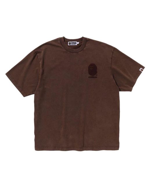 A Bathing Ape Brown Logo-embroidered Cotton T-shirt for men