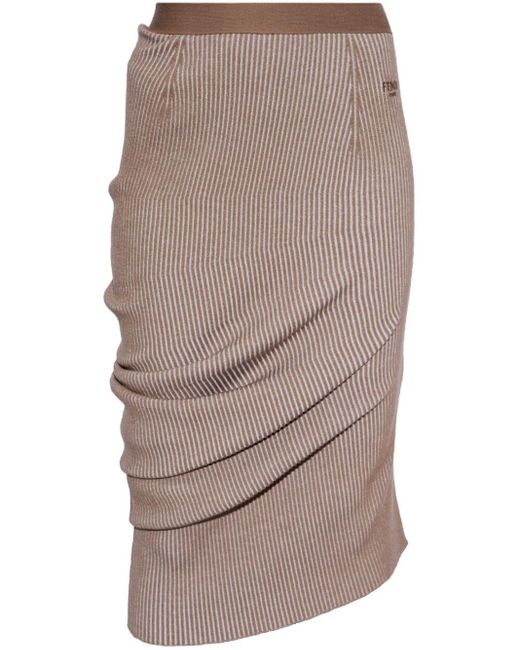 Falda de tubo de canalé Fendi de color Brown
