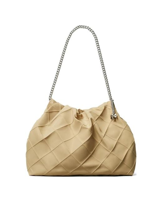 Tory Burch Natural Fleming Quilted Shoulder Bag
