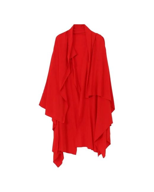 Yohji Yamamoto Red Draped Asymmetric Shirt