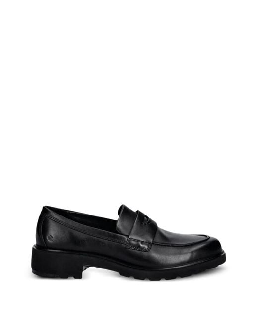 Ecco Black Penny Strap Loafers