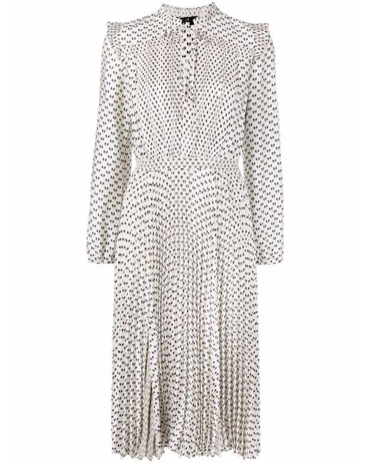 Maje All-over Bow Print Dress in White 