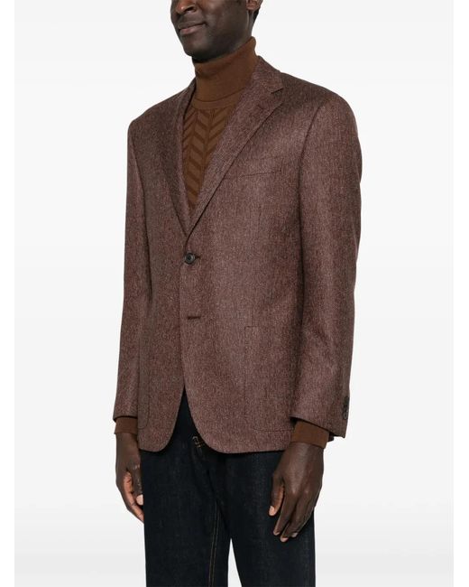 Corneliani Brown Button Single-Breasted Jacket for men