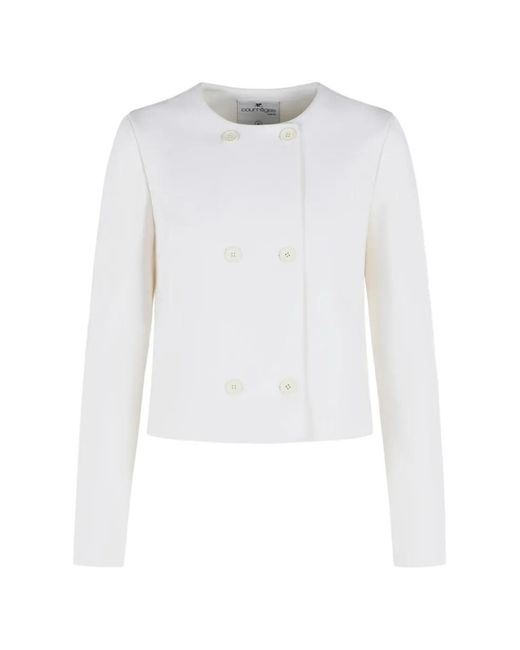 Courreges White Double-Breasted Ribbed-Panel Jacket