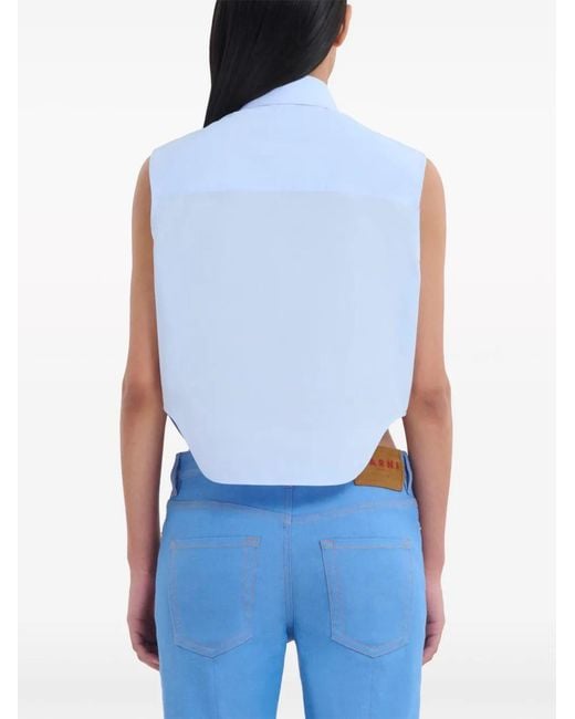 Marni Blue Sleeveless Cotton Shirt