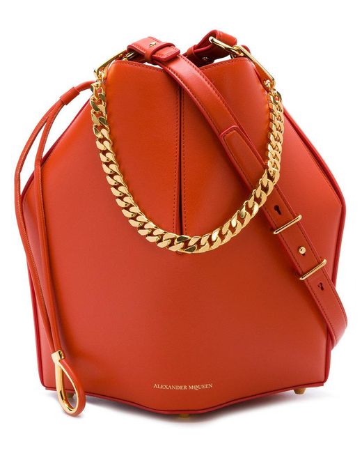 Alexander McQueen Orange Bucket Shoulder Bag
