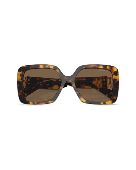 Miu Miu Brown Tortoiseshell-effect Oversize-frame Sunglasses