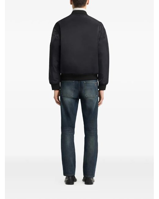 Courreges Blue Logo-Embroidered Zip-Up Bomber Jacket